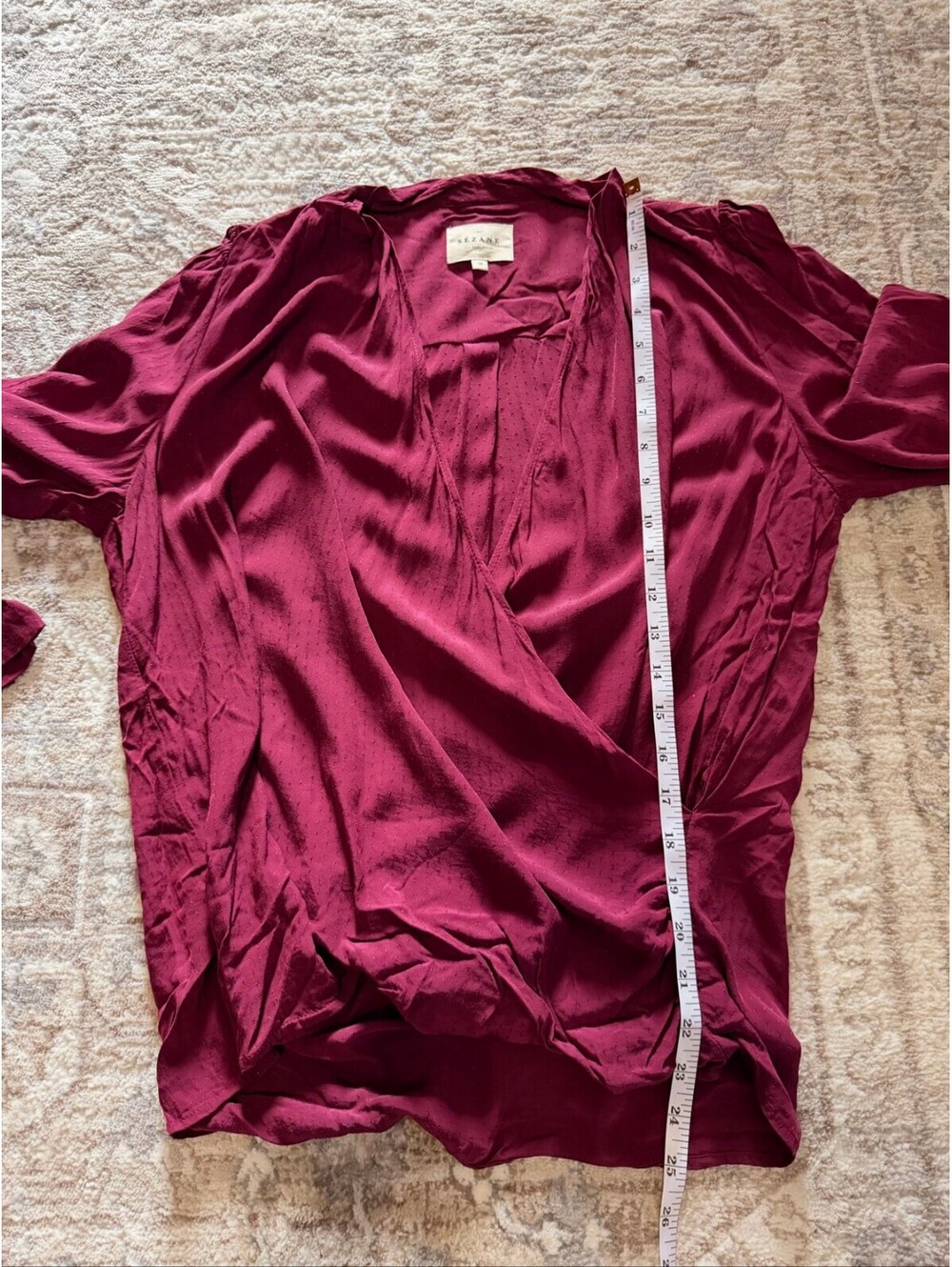 Sézane Berry Wrap Blouse 38 Dot Texture Chic - Picture 8 of 9